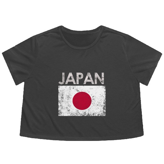 Japan Japanese Flag Pride Flowy Cropped Tees