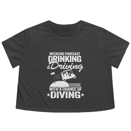 Beer Golf Cart Drinking Driving Diving Golfing Flowy Cropped Tees