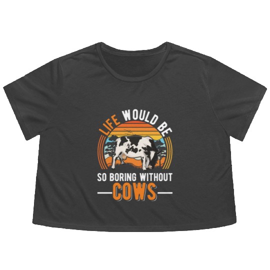 Cow Cattle Breeder Land, Farmer Cows Flowy Cropped Tees