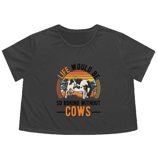 Cow Cattle Breeder Land, Farmer Cows Flowy Cropped Tees