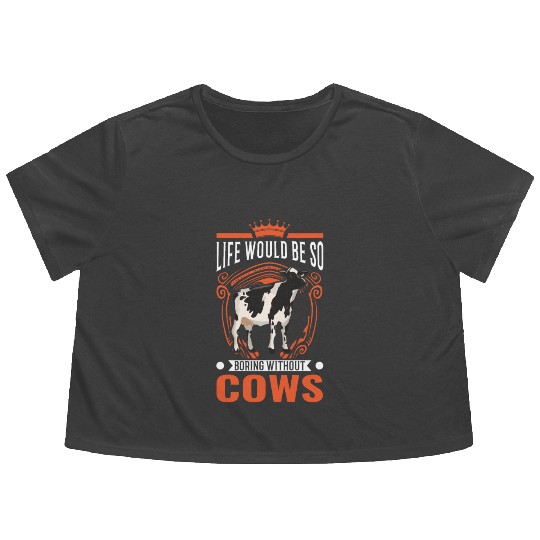 Cow Cattle Breeder Land, Farmer Cows Flowy Cropped Tees