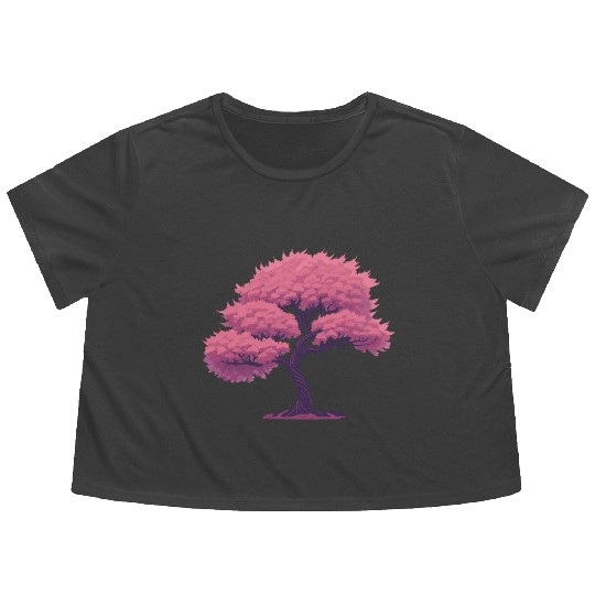 Blooming Sakura tree Flowy Cropped Tees