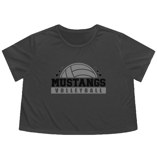 Mustangs Volleyball Coach Sports Team Spirit Wear Flowy Cropped Tees