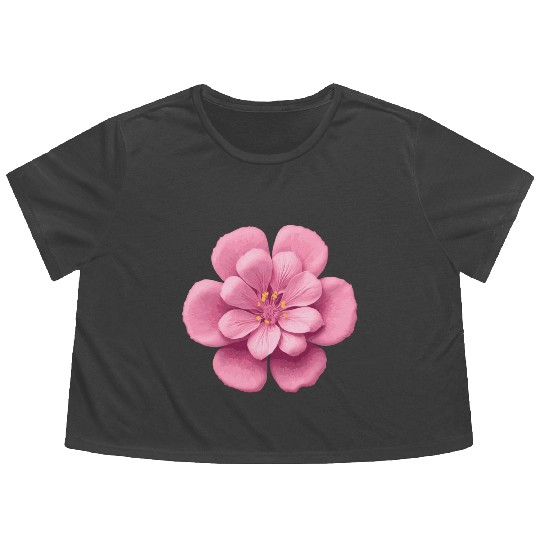 Pink Sakura flower Flowy Cropped Tees