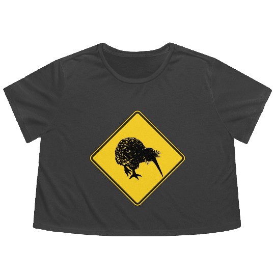 New Zealand Attention Kiwi Street Sign Camping Flowy Cropped Tees