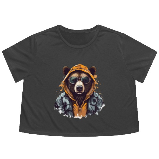 Street Style Brown Bear | Bear Lovers Flowy Cropped Tees
