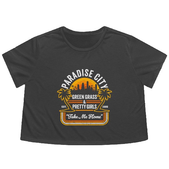Funny 80's Classic Rock Parody: Paradise City Flowy Cropped Tees