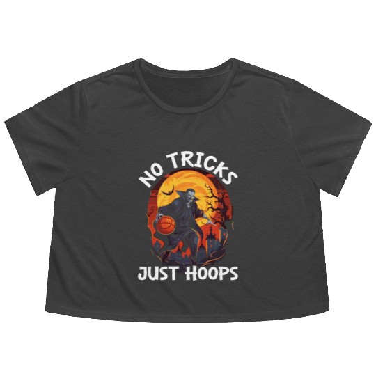 Basketball Halloween Trick Or Treat Spooky Baller Flowy Cropped Tees