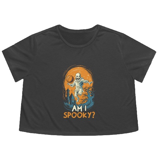 Basketball Halloween Trick Or Treat Spooky Baller Flowy Cropped Tees