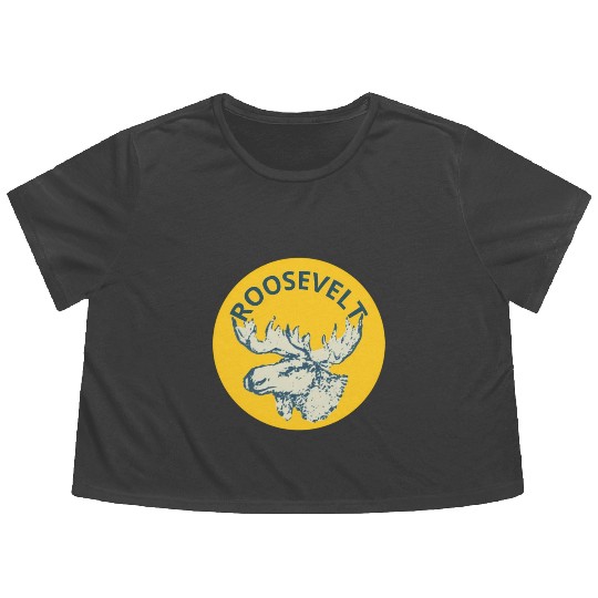 Teddy Roosevelt Bull Moose Py Flowy Cropped Tees