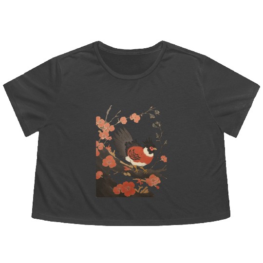 The Bird on the Cherry Blossom Tree Flowy Cropped Tees