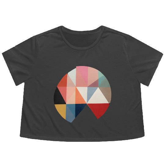 Floral Modern Geometric Mid Century Flowy Cropped Tees