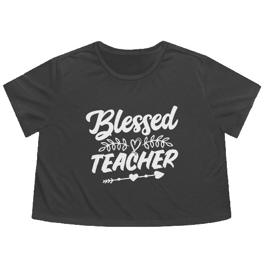 Blessed Teacher Flowy Cropped Tees