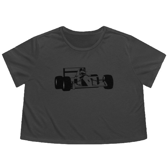 Race Car Silhouette Black And White Flowy Cropped Tees