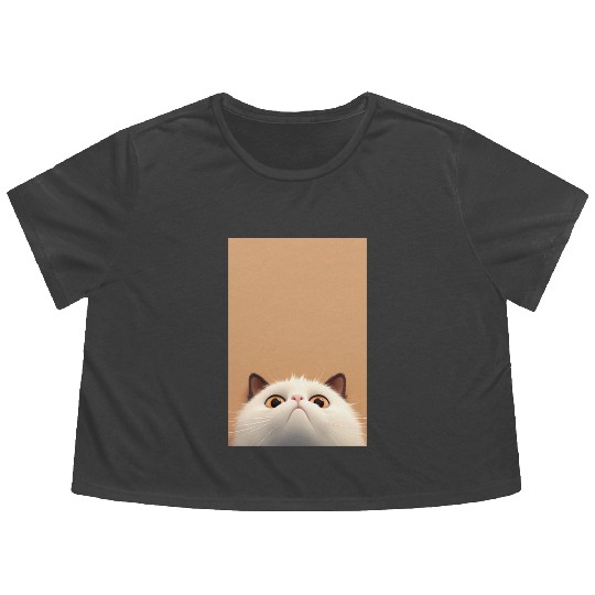 Cranky Whiskers - Adorable Grumpy Cat Flowy Cropped Tees