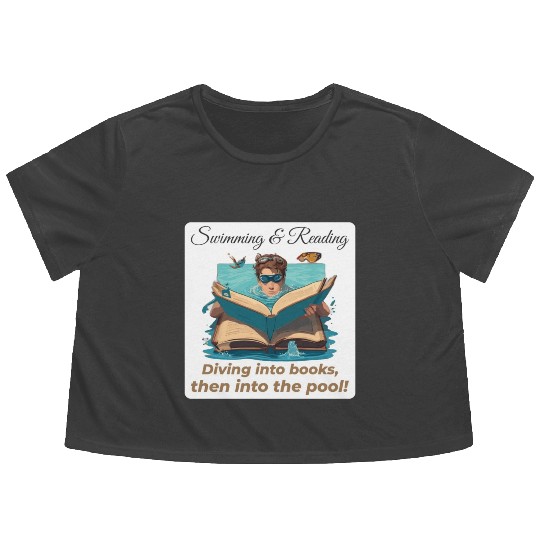 Bookish Splash Swimmer Book Lover Flowy Cropped Tees