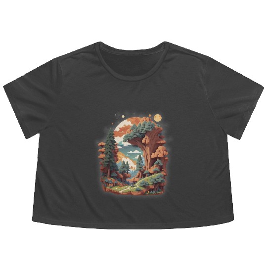 Peaceful hike in nature Flowy Cropped Tees