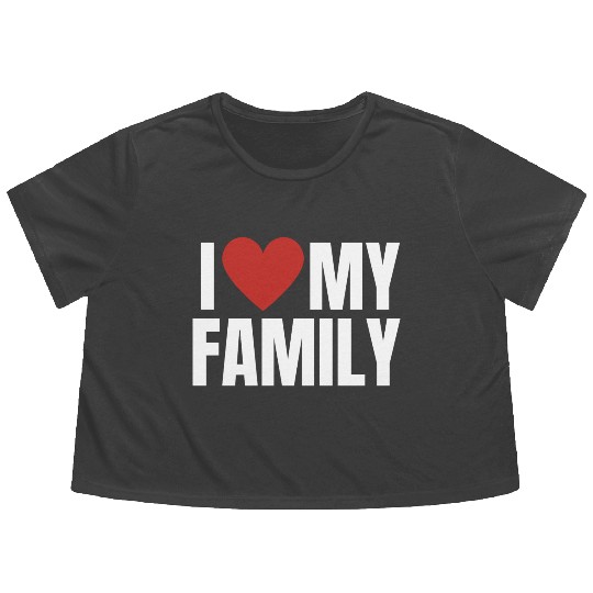 I Love My Family Gathering Reunion Celebration Flowy Cropped Tees