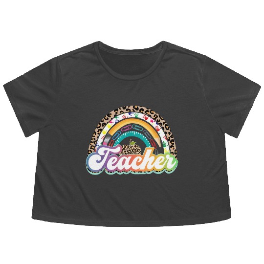 Teacher Life Rainbow Teacher S For Women Best Flowy Cropped Tees