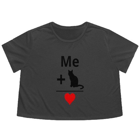 Me and my cat equals love ,cats lover , Heart Flowy Cropped Tees