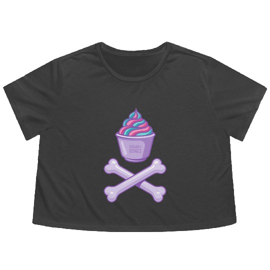 Ice Cream And Bones On Light Colours Flowy Cropped Tees