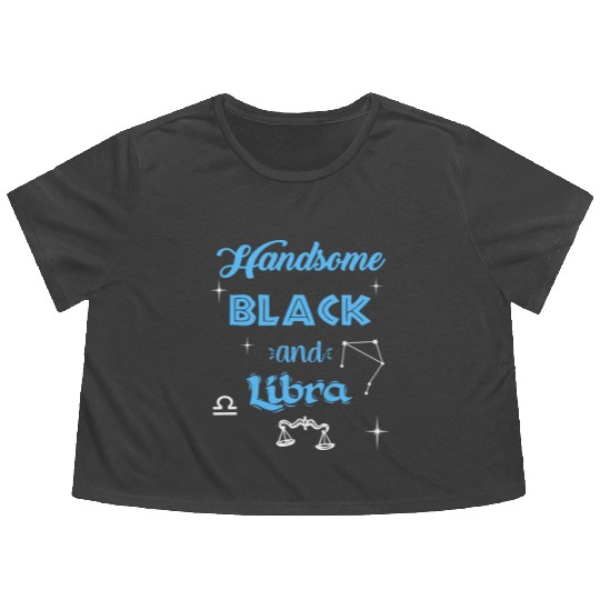 Handsome Black Libra Flowy Cropped Tees