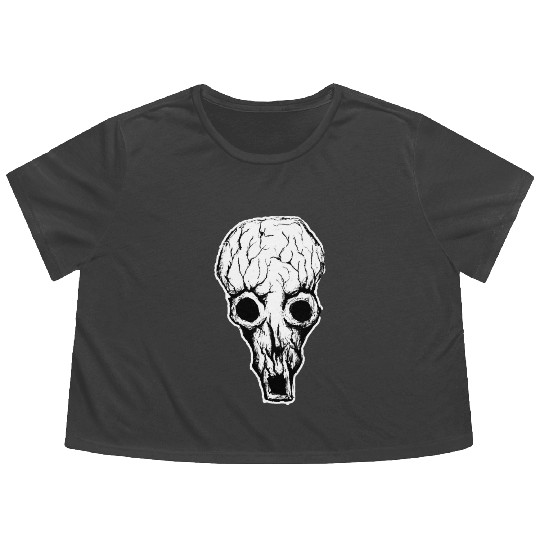 Dazzled Weirdo - Cutout Black - Drawing Style Flowy Cropped Tees