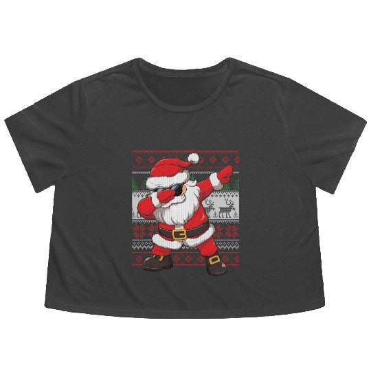 Dabbing Santa Funn Ugly Flowy Cropped Tees