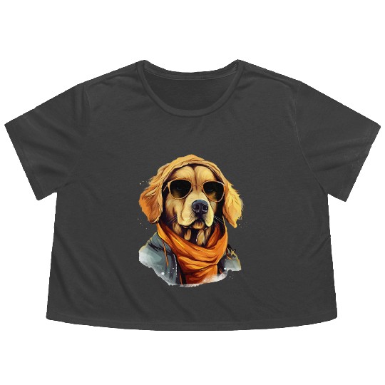 Golden Retriever in the Streets | Dog Lovers Flowy Cropped Tees