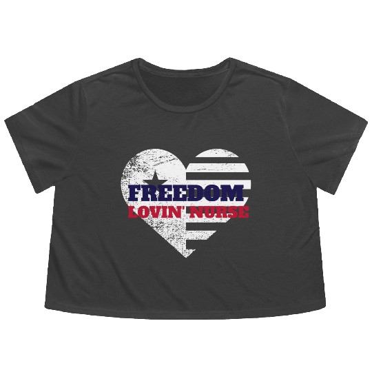 Freedom Lovin' Nurse Flowy Cropped Tees