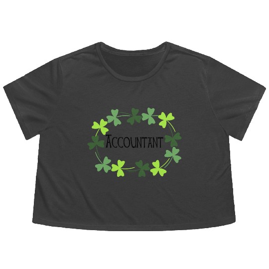 Accountant Green Shamrock Oval Flowy Cropped Tees