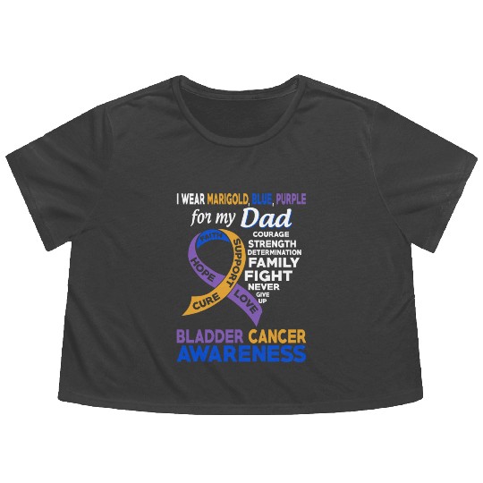 I Wear Marigold Blue Purple For My Dad Bladder Flowy Cropped Tees