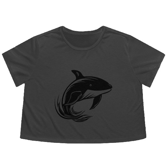 Whale Ocean Marine Flowy Cropped Tees