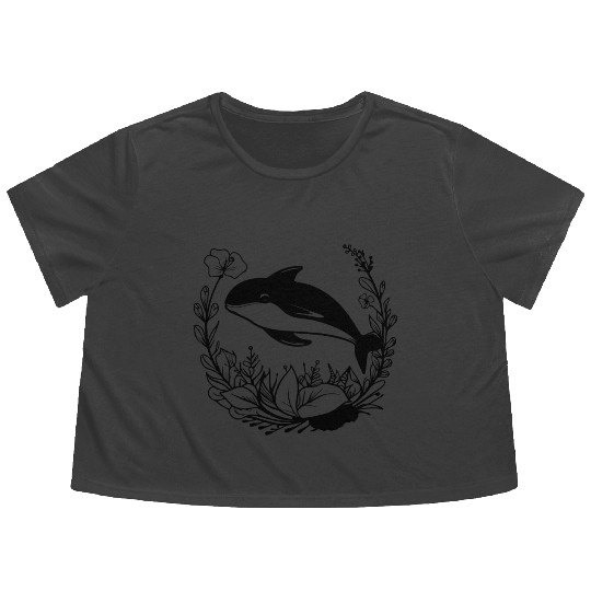 Whale Ocean Marine Flowy Cropped Tees
