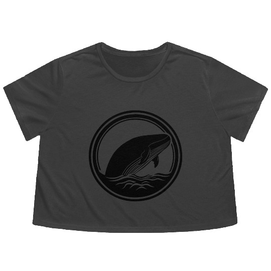 Whale Ocean Marine Flowy Cropped Tees