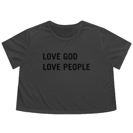 Love god love people Flowy Cropped Tees