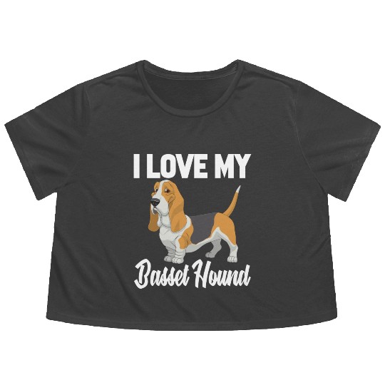 I Love My Basset Hound Flowy Cropped Tees Funny Gifts For Men