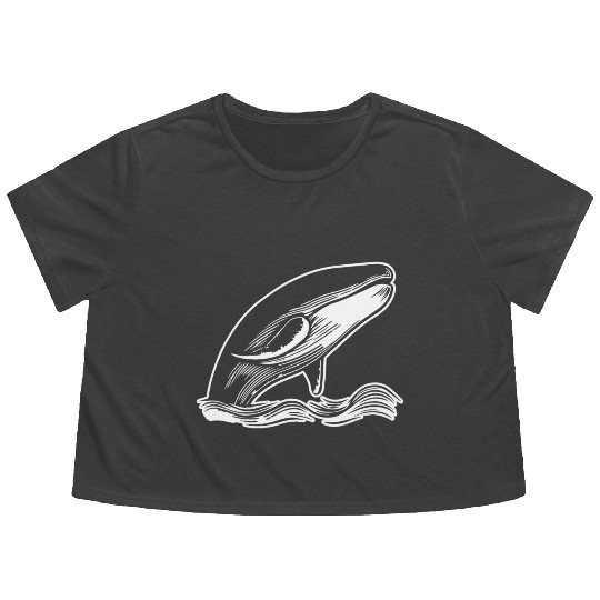 Whale Ocean Marine Flowy Cropped Tees
