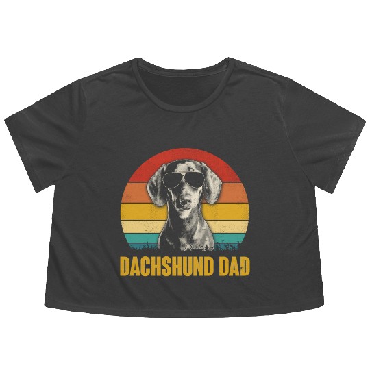 Dachshund Dog Vintage Retro Dog Mom Dad Lover Gift Flowy Cropped Tees