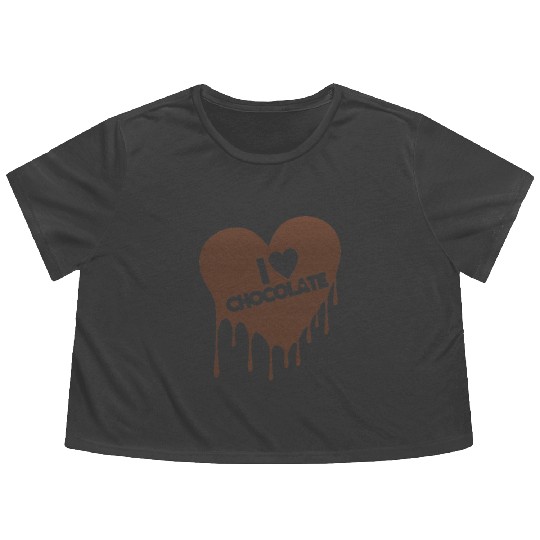 I Love Chocolate Candy Heart Lover Flowy Cropped Tees