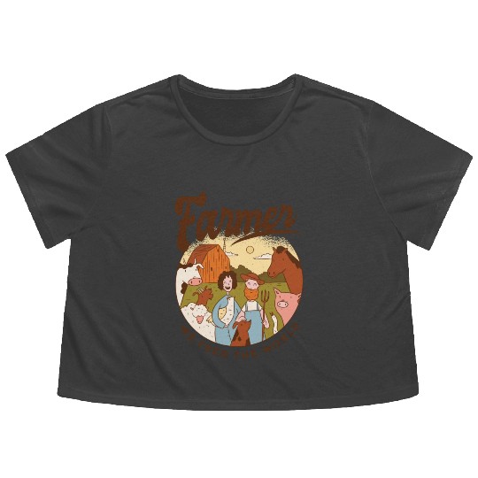 Farmer We Feed The World Flowy Cropped Tees