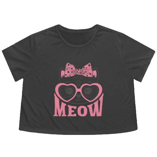 Playful Cat Whispers: Simply Meow Flowy Cropped Tees