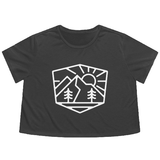 Sunrise And Mountain For Dark Flowy Cropped Tees