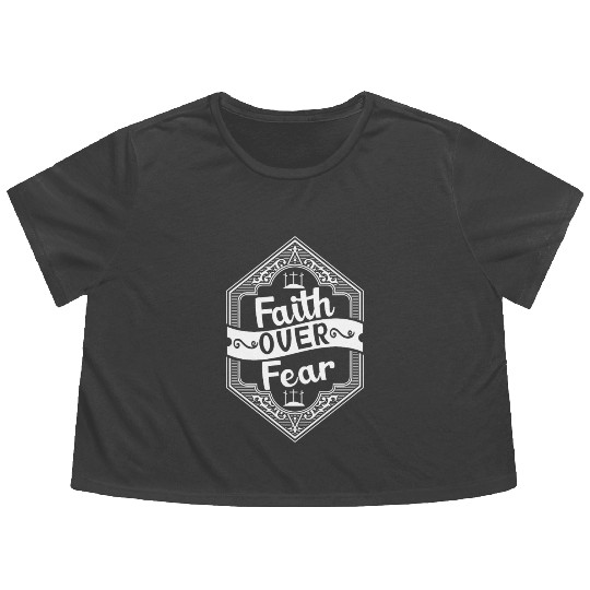 Faith Over Fear Love Jesus Christian Christmas Flowy Cropped Tees