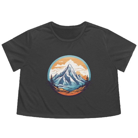 Mountains Design Flowy Cropped Tees