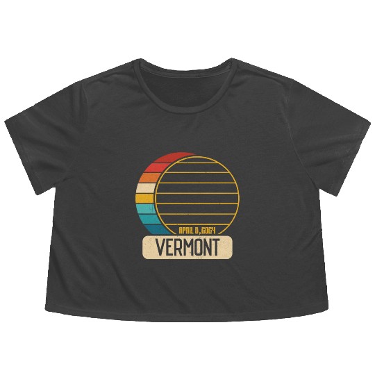 Total Solar Eclipse Vermont April 28 2024 Eclipse Flowy Cropped Tees