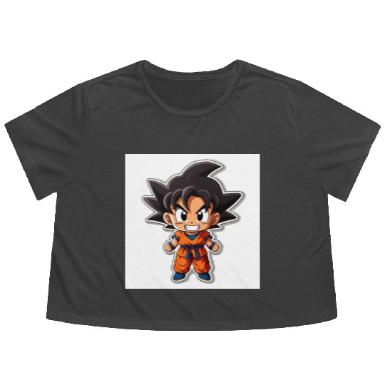Goku Sticker Happy Bold Colors art toy style Flowy Cropped Tees