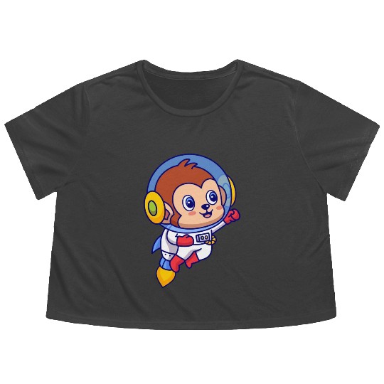 Flying Monkey Astronaut Flowy Cropped Tees