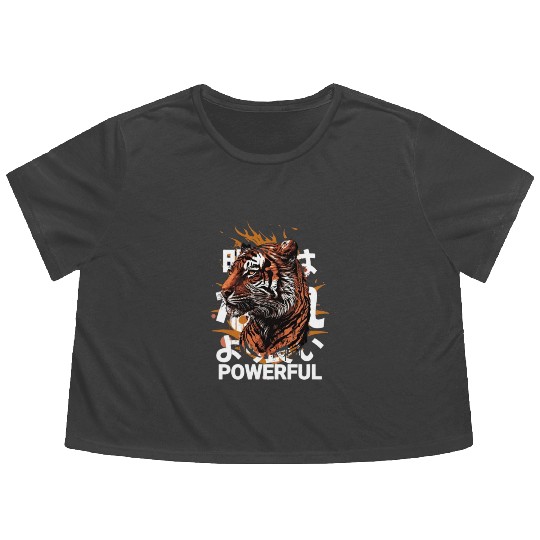 Powerful of tiger: Unique Ai tiger design Flowy Cropped Tees