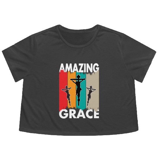 Amazing Grace Love Jesus Christian Christmas Flowy Cropped Tees